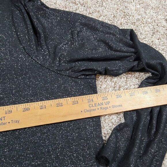 Lauren Ralph Lauren Shirt Womens 2X Black Shimmer Long Sleeve Blouse Top - Picture 5 of 9